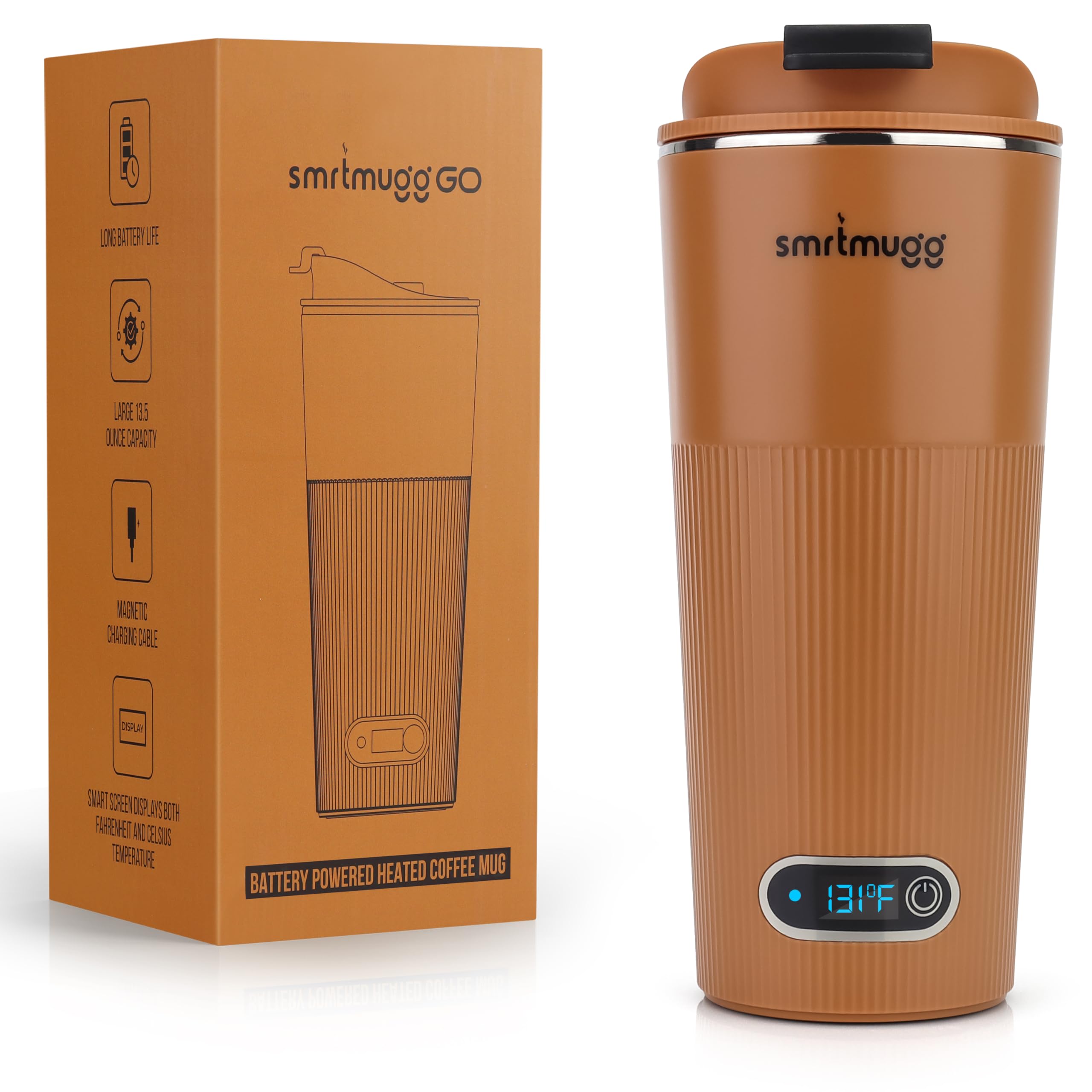 Amazon.com: SmrtMugg GO Heated Coffee Mug, Travel Mug, 13.5 OZ